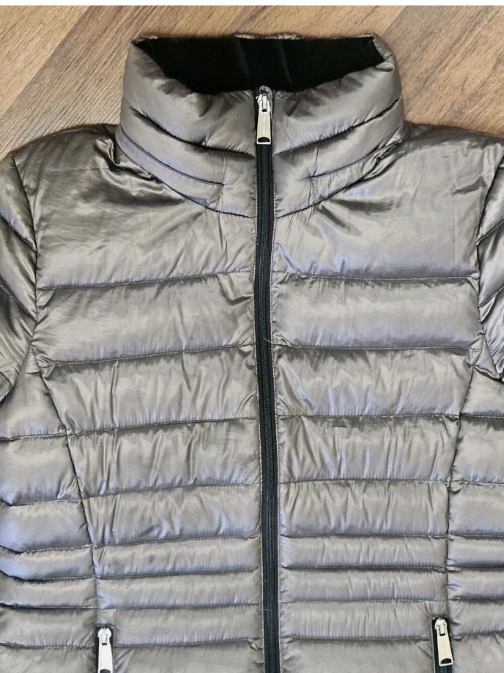 Andrew Marc Packable Down Puffer Silver Pewter Coat Womens Medium - Picture 5 of 8